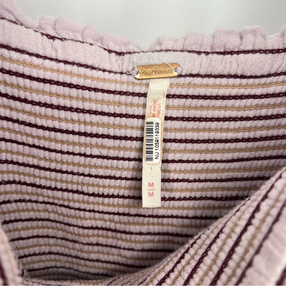 Free People Dahlia Purple Floral Embroidered Puff Sleeve Smocked Midi Dress M - Picture 6 of 9